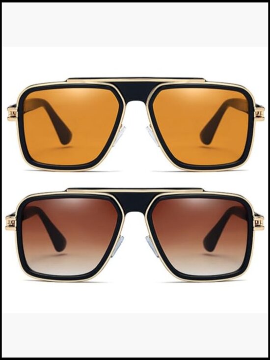 Retro Square Metal Sunglasses with UV400 Protection